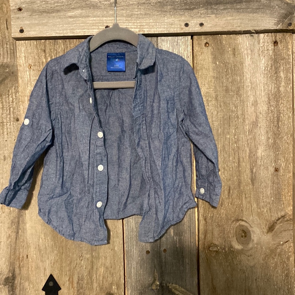 Falls creek denim long sleeve button up shirt